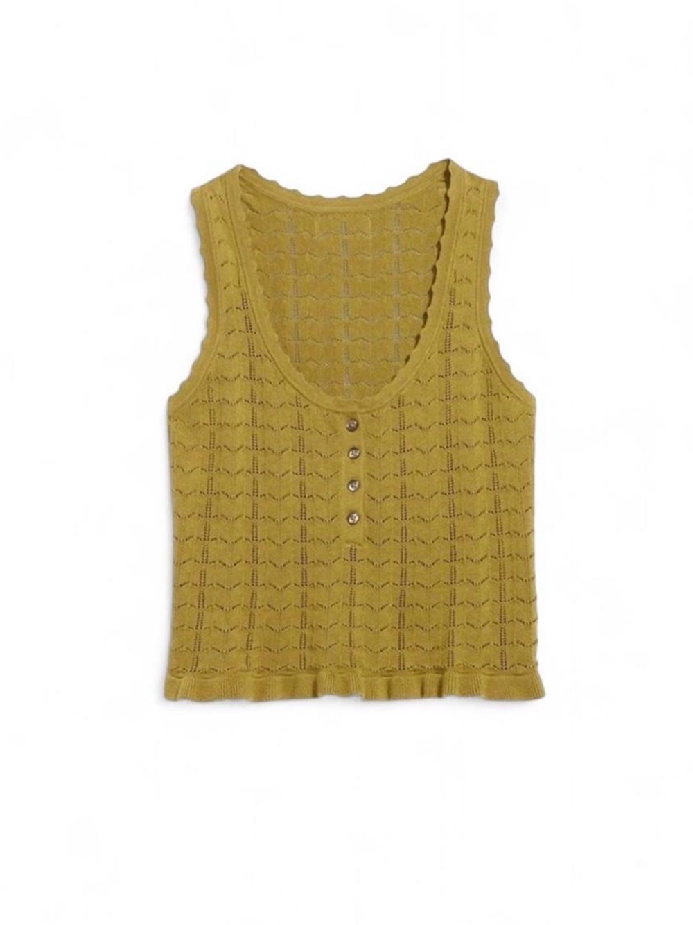 Old Navy Sleeveless Pointelle Cropped Henley Top